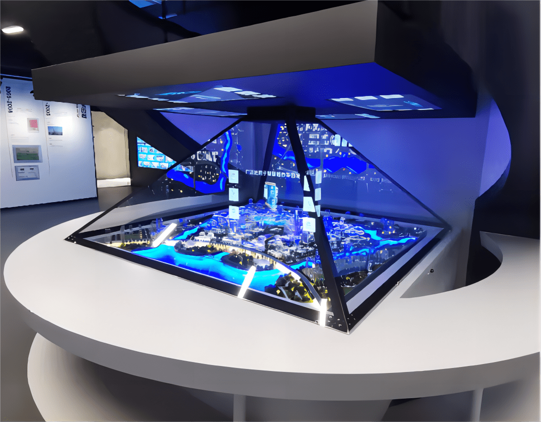 3d全息透明展示柜是全息投影技术的一种应用,将三维画面悬浮在柜体