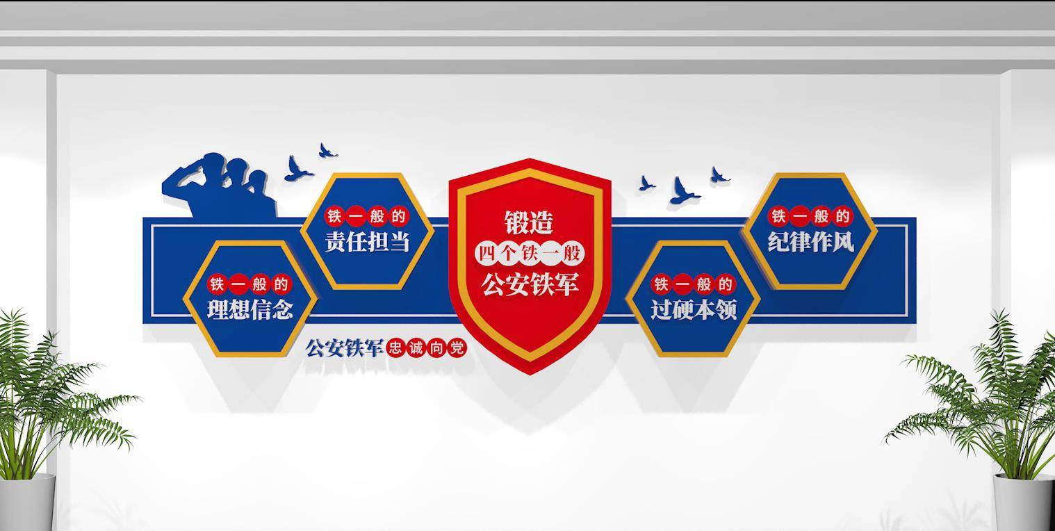 2023最新公安局派出所警营文化墙设计方案效果图_荣誉_建设_标语