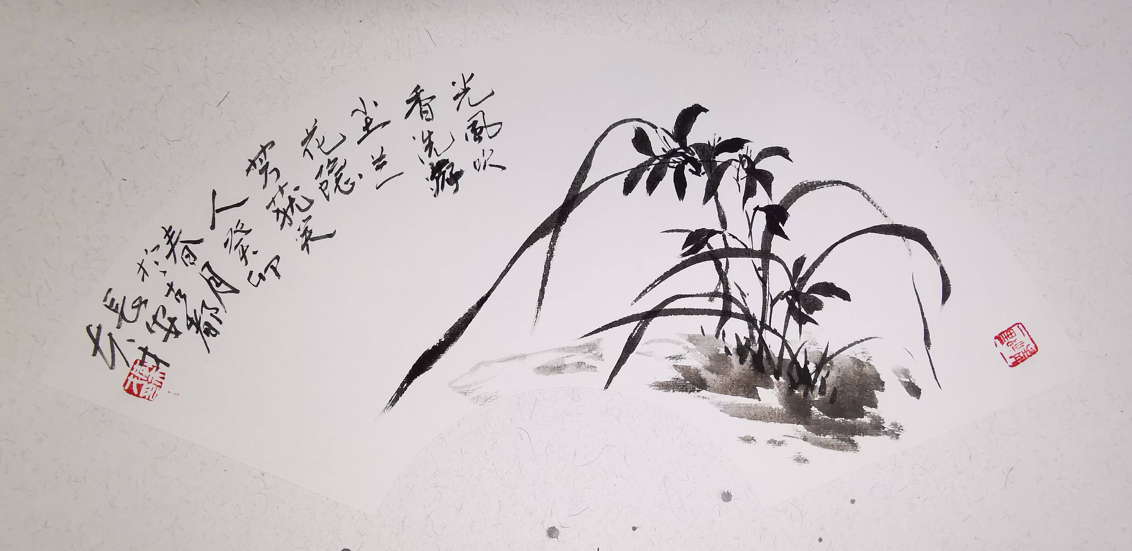 画家李夫才精品大写意扇面一组_荷花_牡丹_白水