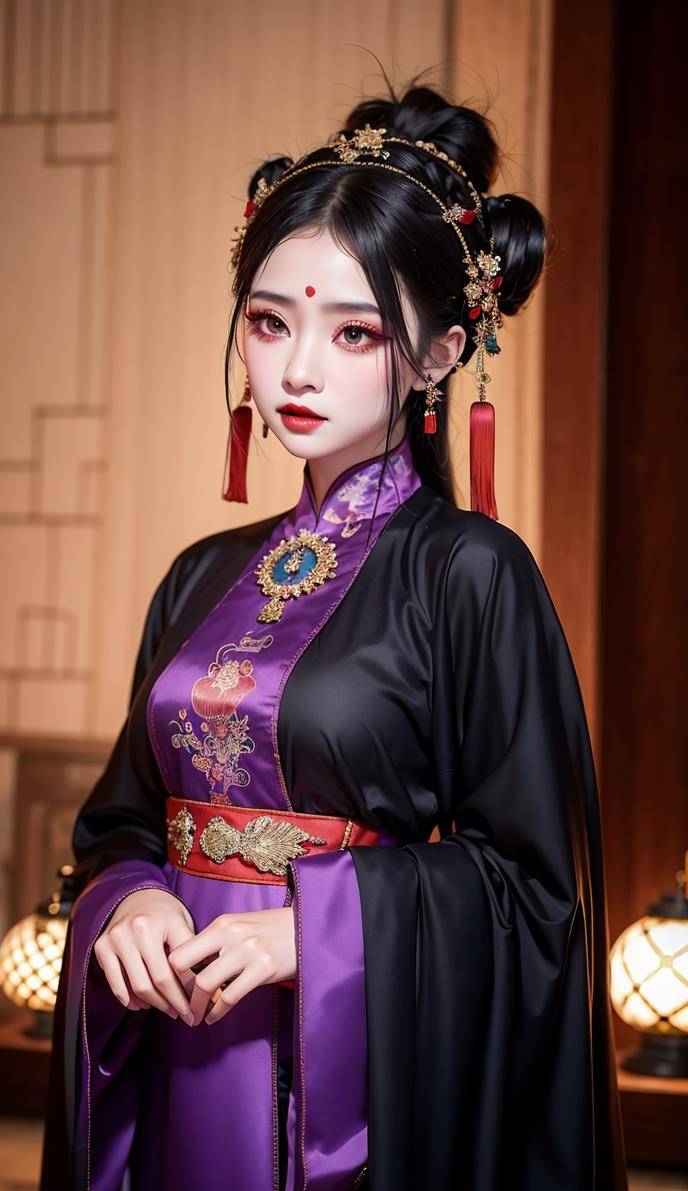 ai美女壁纸-国风蛇蝎美人_紫色_暗黑_古代