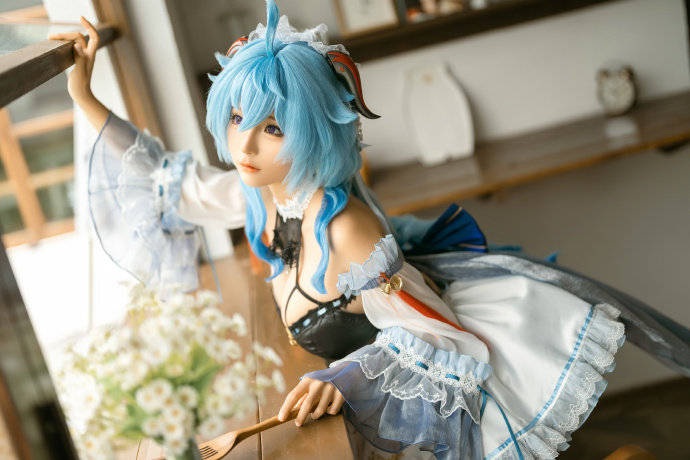 cos:原神甘雨女仆cosplay正片9p-蠢沫沫_伊喵_白嫖_部落