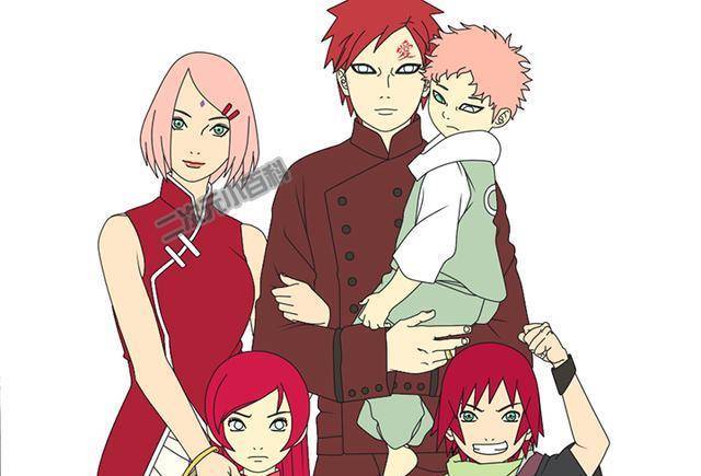 火影同人:我爱罗迎娶小樱,倒插门加入木叶,生下3个孩子_儿子_小时候