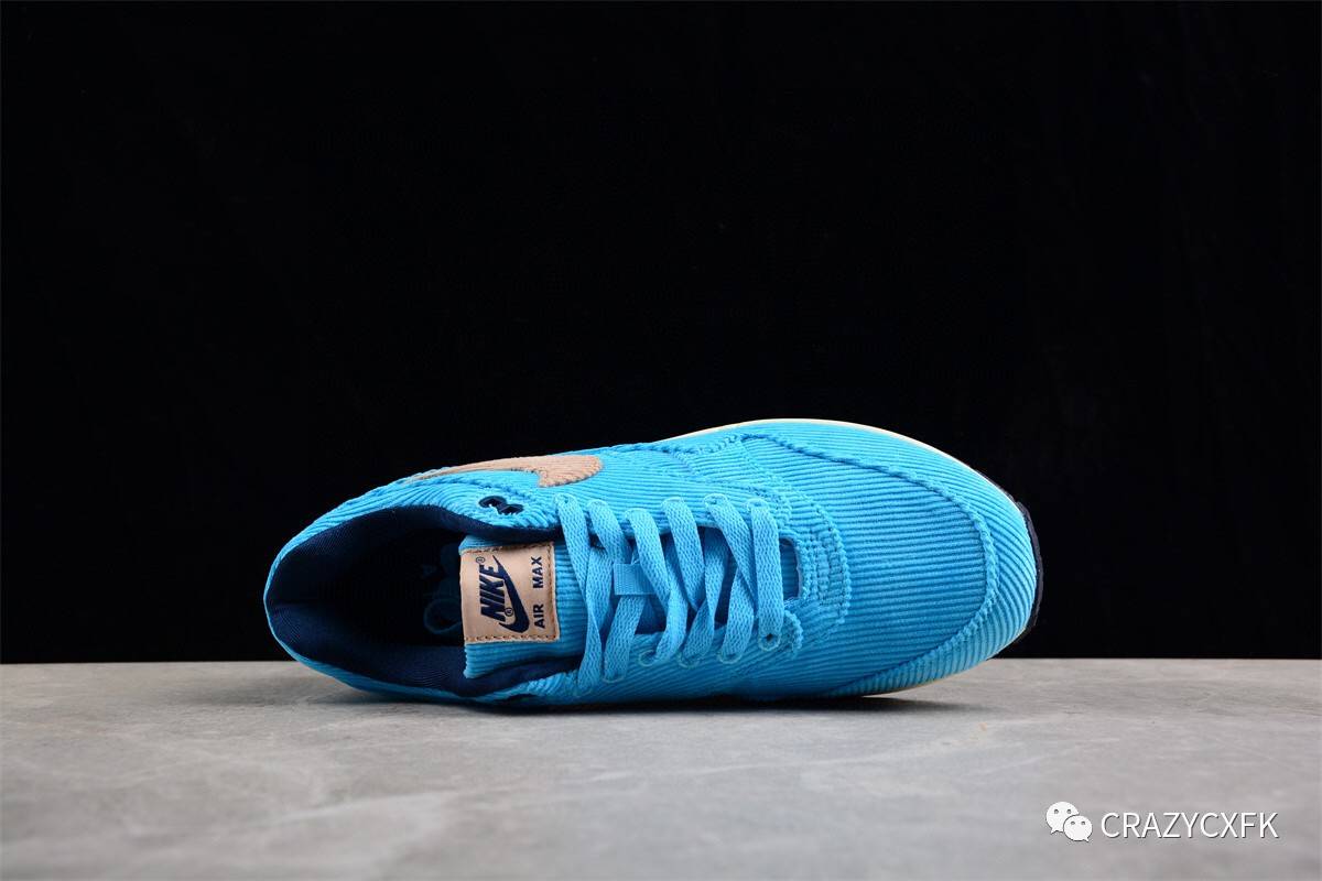 耐克nike air max 1 corduroy 天蓝灯芯绒半掌气垫跑步鞋_鞋材_风格