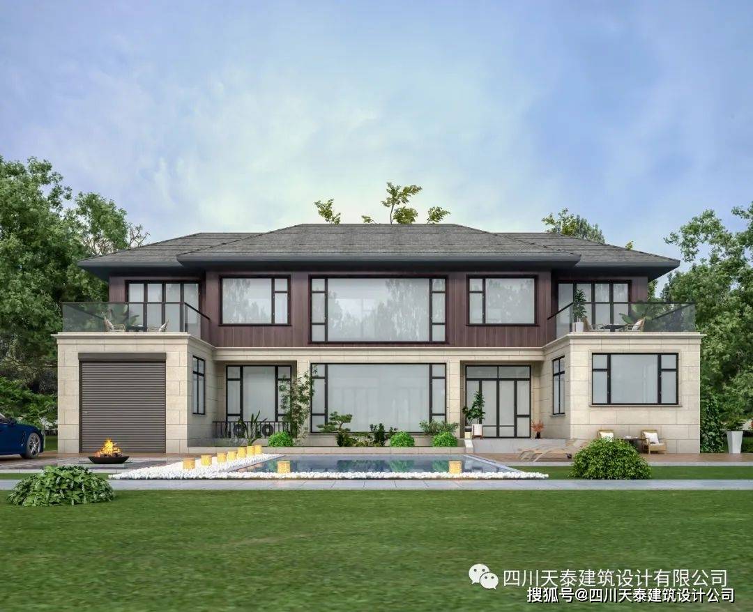 成都青白江二层现代乡村别墅,农村洋房别墅,带车库设计图纸_刘先生