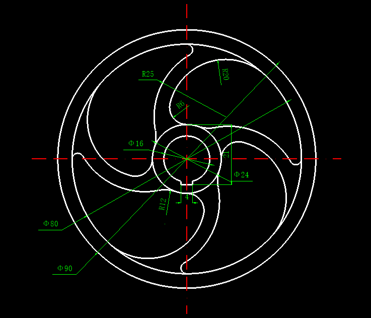 cad几何飞轮图形的绘制过程