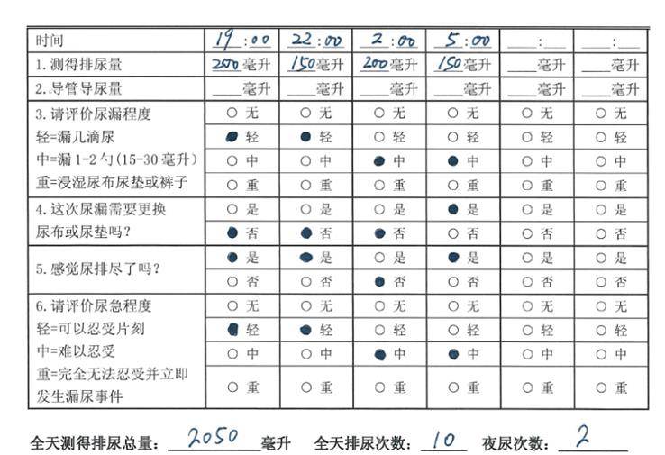 排尿日记模板图片