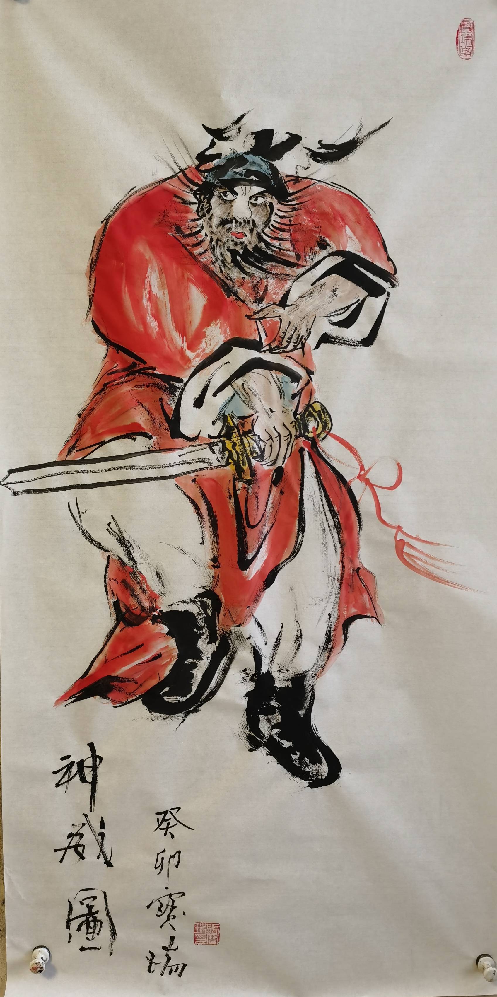 著名文学家书画家张宝瑞挥毫泼墨画钟馗