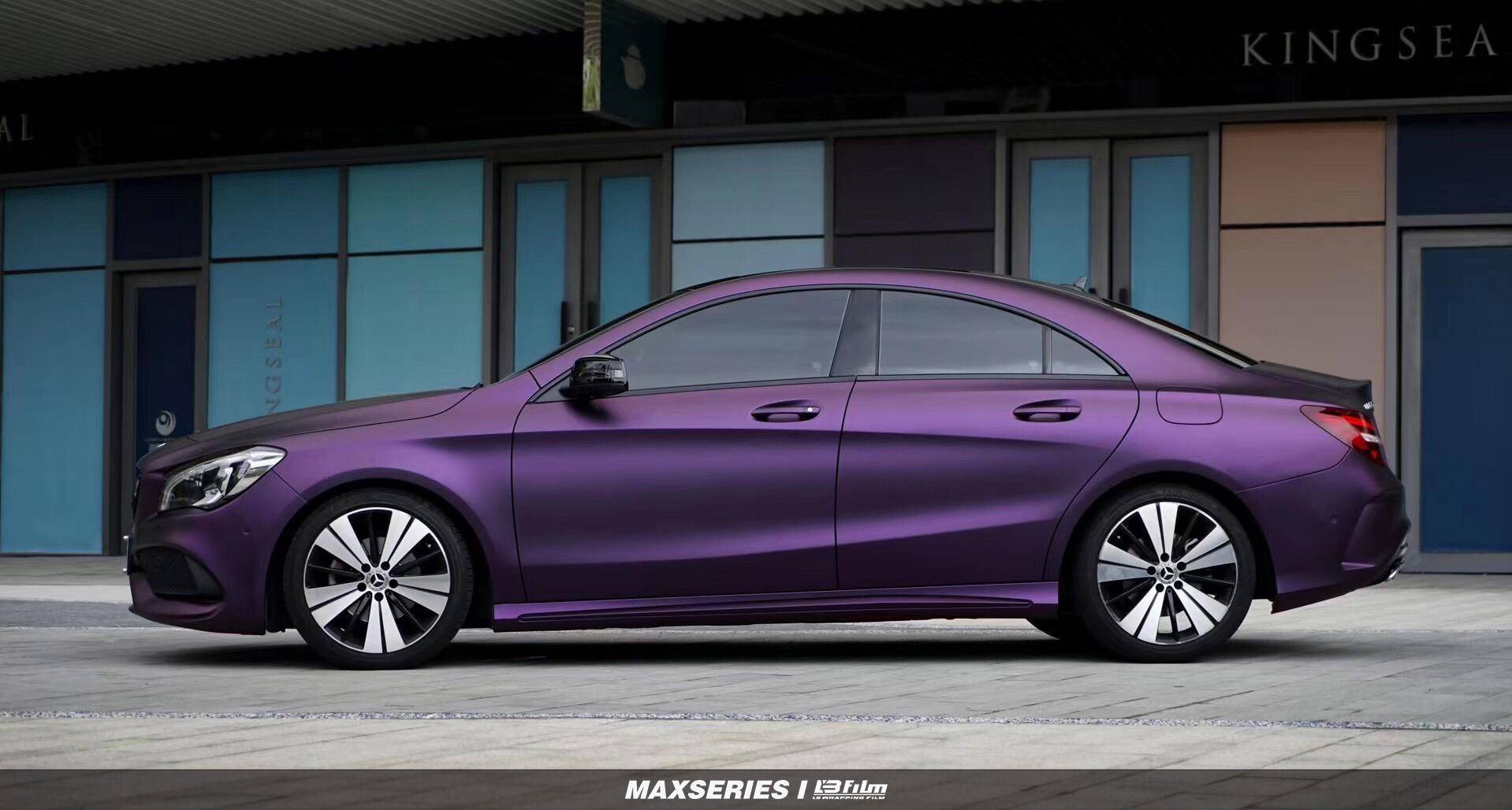 奔驰cla200-lbfilm改色膜消光黑比诺紫,神秘的紫加上暗黑系_颜色_碰撞