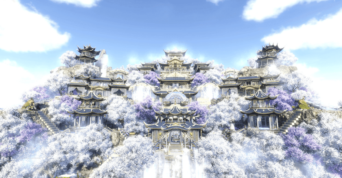 依托于逆水寒自由度极高的庄园编辑器,可以任意调整地面的高度和摆设