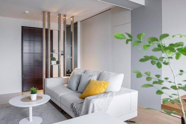 50㎡单身公寓装修效果图,拆掉厨房墙面,客厅主卧增大2平米_空间_的