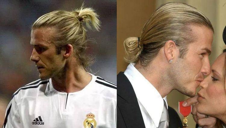 当年世界杯比赛贝克汉姆以丸子头发型走上足球场上比赛,令女士们看