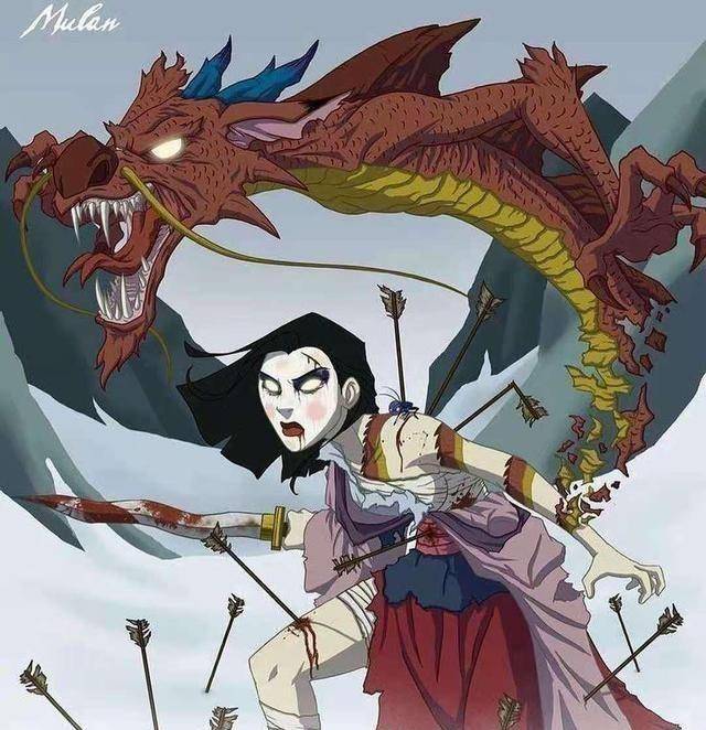 僵尸版迪士尼:白雪公主养了七只怪兽,爱丽儿是条食人鱼_花木兰_黑化