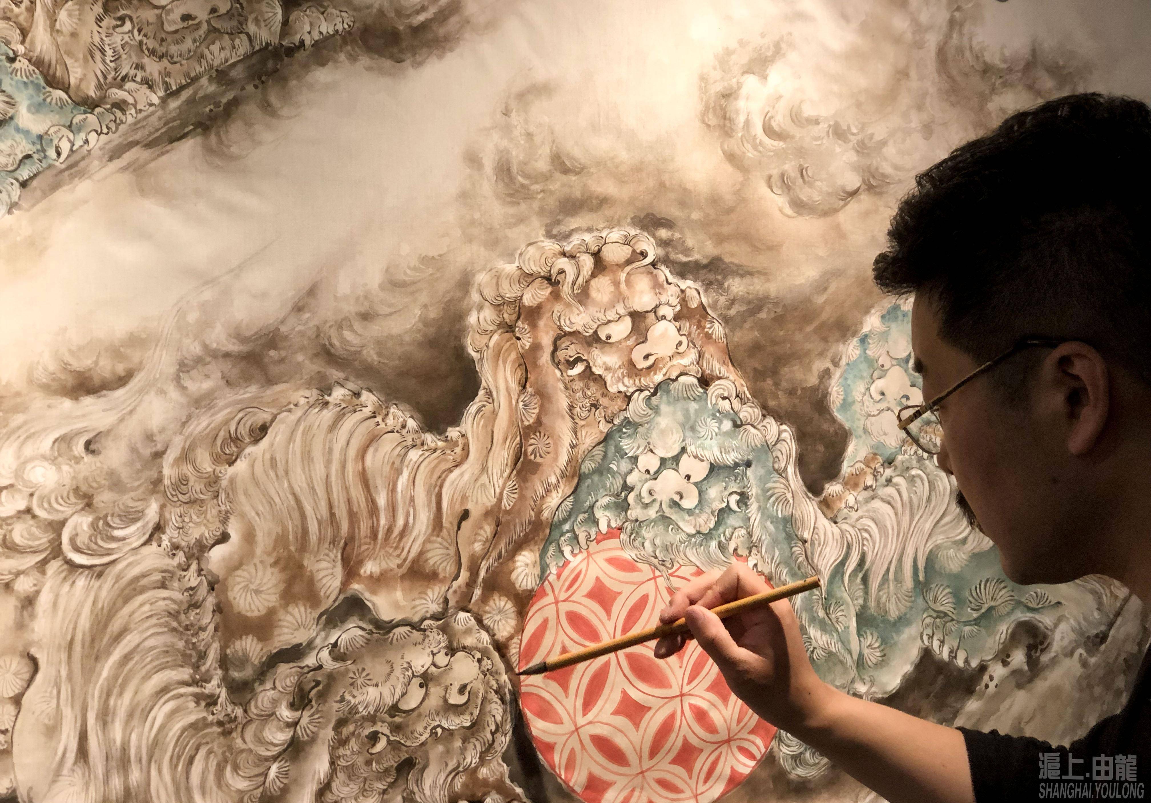 由龙2023事事如意图 ,狮子滚绣球,中国狮子滚绣球,唐狮图,神兽图案