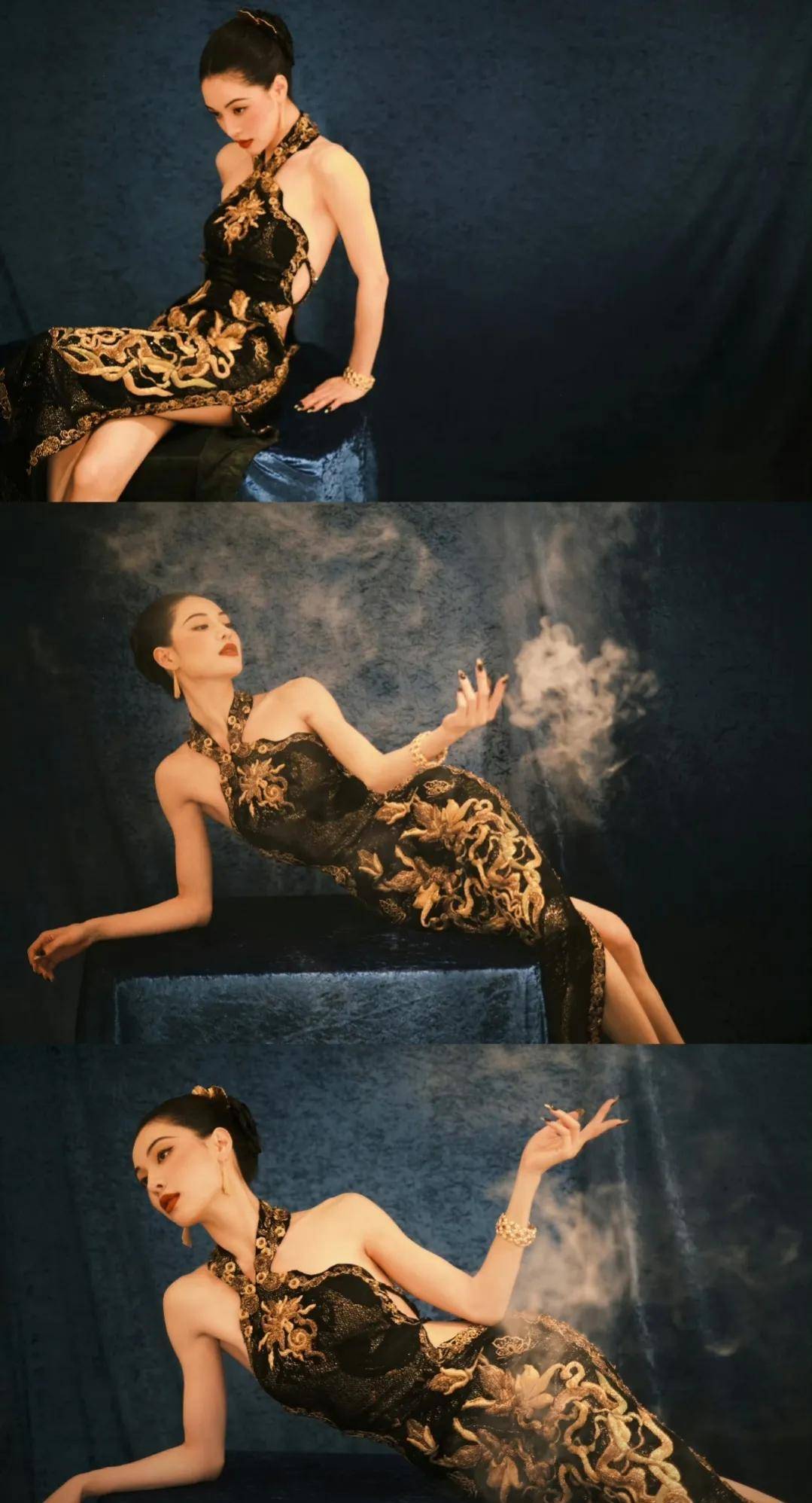 钟楚曦亮相戛纳红毯,身穿点缀金线的黑色旗袍,惊艳全场!