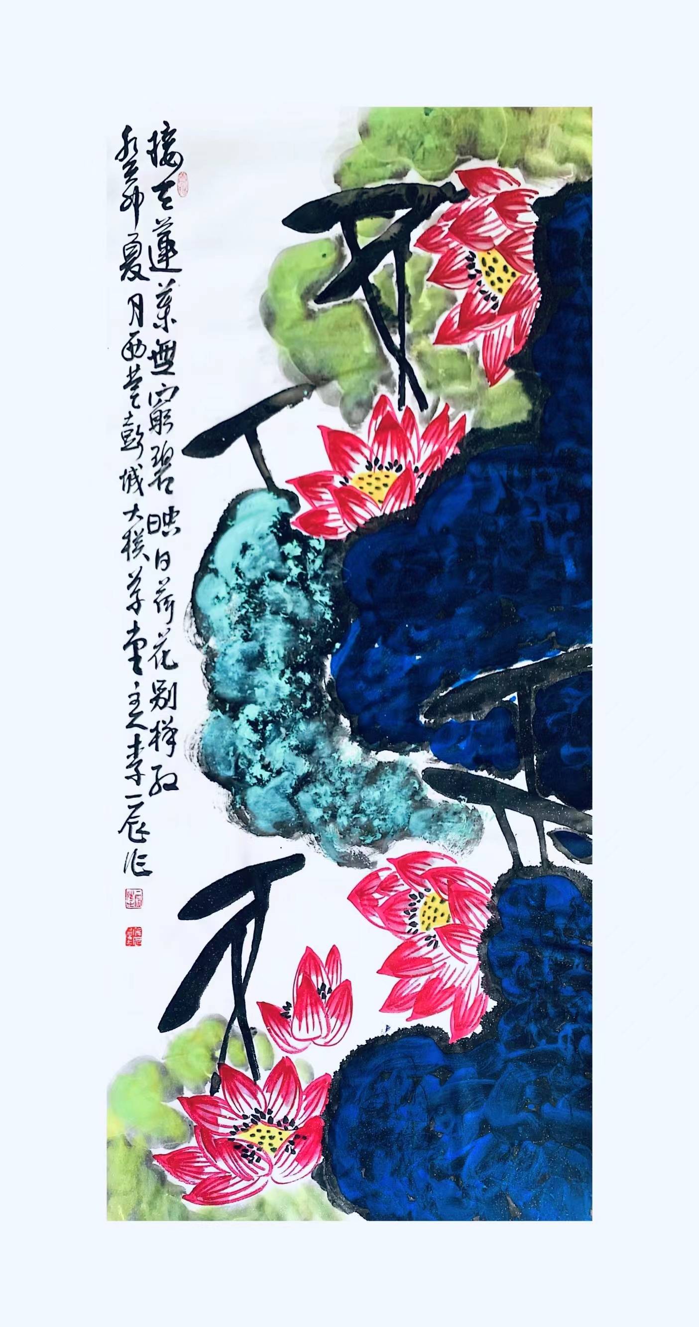 画家李一辰泼彩荷花系列作品欣赏_张立辰_徐州_中国画