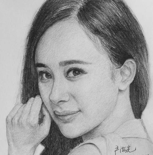 明星铅笔肖像画,王宝强孙俪最逼真,杨幂画的最丑_屏幕_娘娘_功底