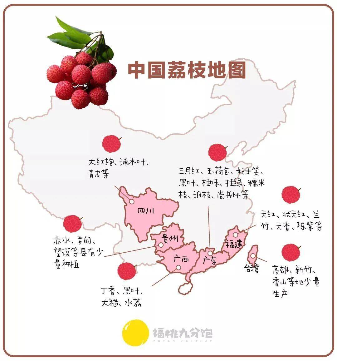 中国荔枝的产地主要分布于北纬18-29度,古时荔枝名产地为岭南,也就是