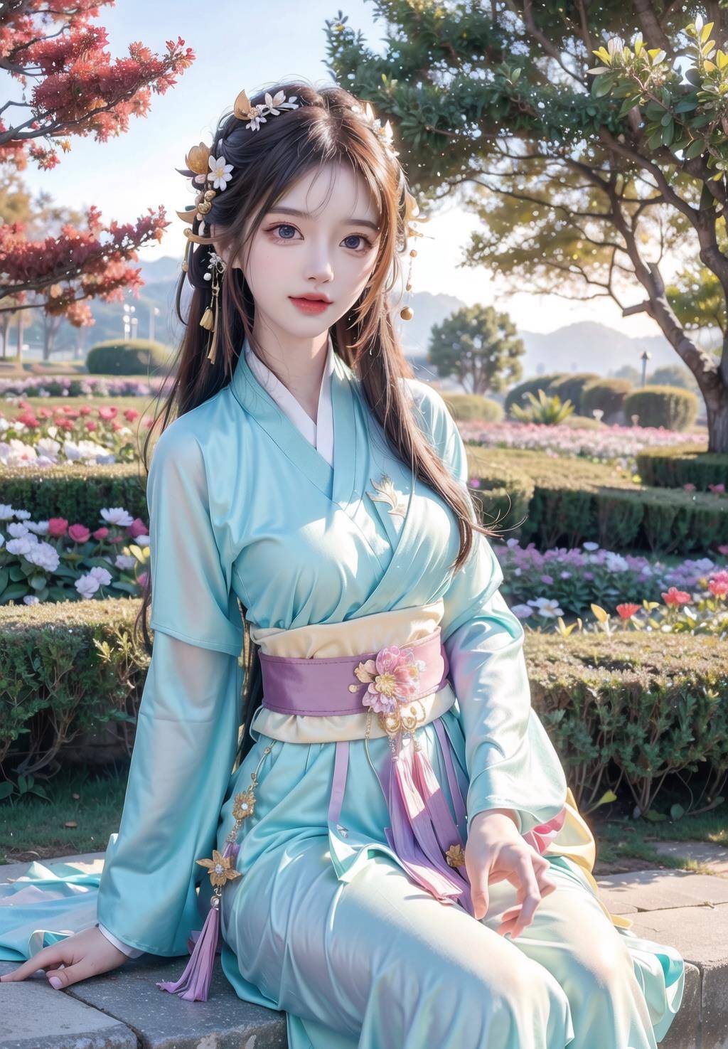 ai绘画-古装女子的优雅坐姿