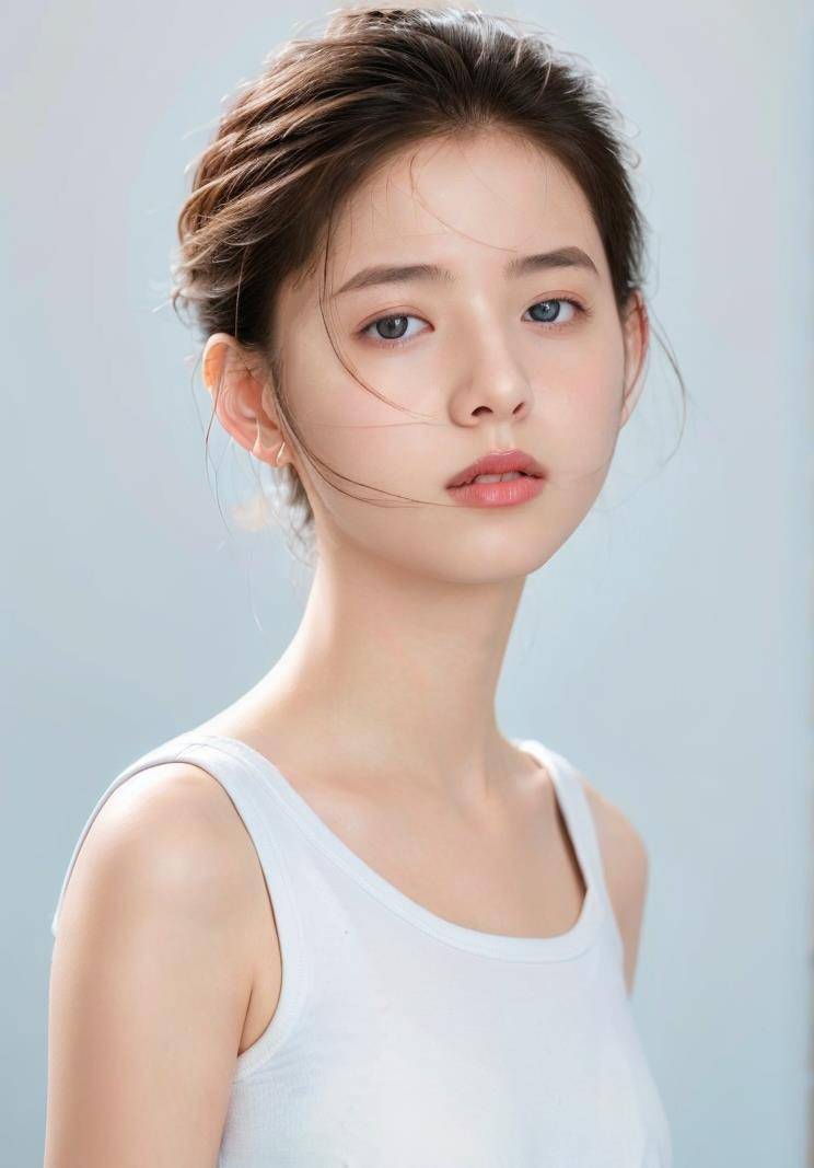 美丽的容颜映着清泉,清纯的女子心如莲花.