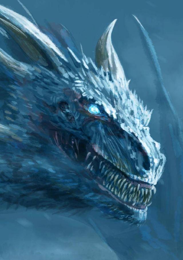 《权力的游戏》插画,冰龙蓝眼睛好有神,网友:龙妈育龙好慈爱_韦赛_带