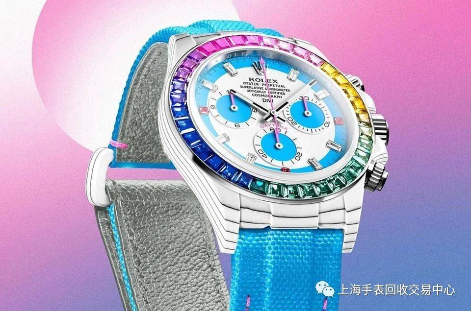 海边夕阳美景的劳力士彩虹圈daytona_rainbow_手表_白色