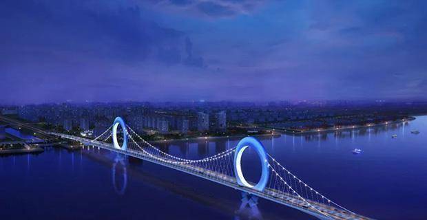 广州南沙万龙大桥工程开建为世界最大跨度自锚式悬索桥_仪式_椭圆形