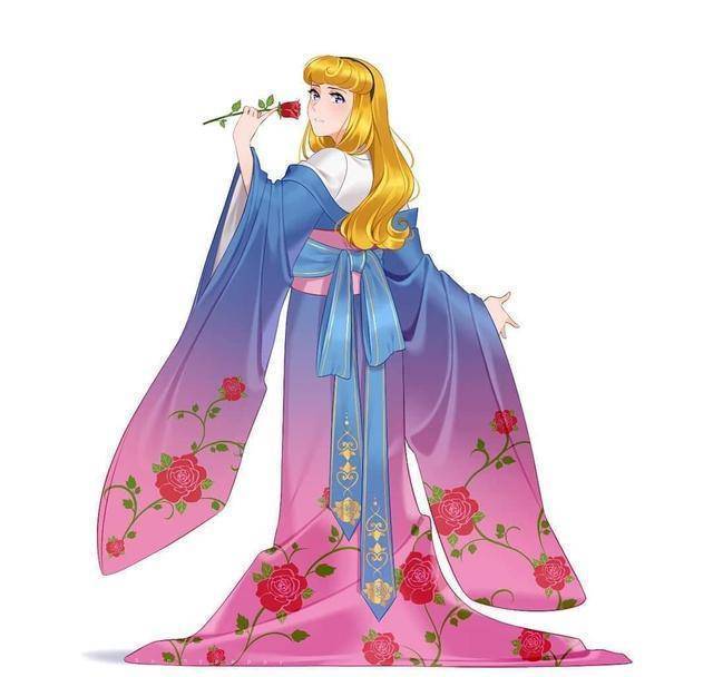当迪士尼公主遇上"日式和风":艾莎宛如雪女,花木兰化身大剑豪_和服