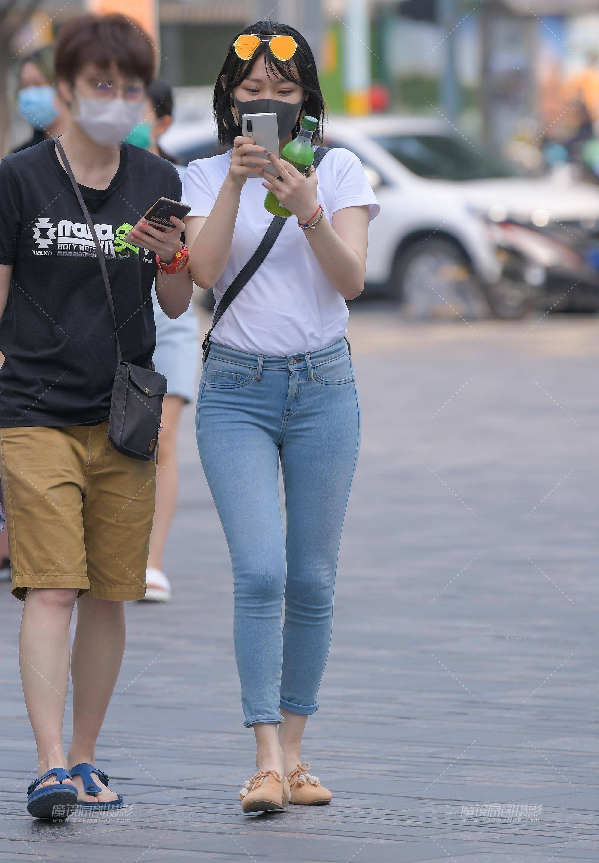 街拍牛仔裤系列-粉白黑_粉色_白色_黑色