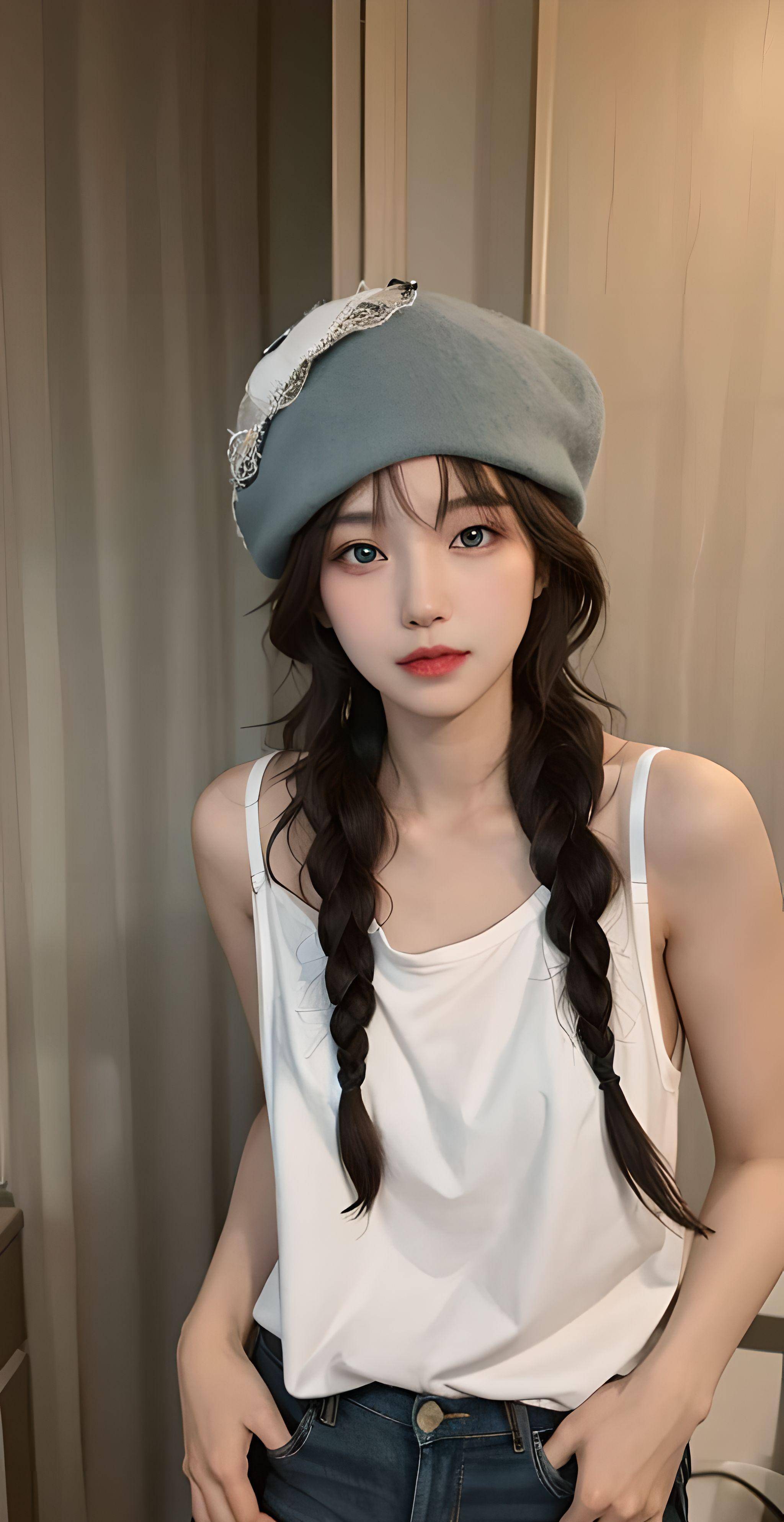 ai美女:干净可爱,清新脱俗_形象_辫子_贝雷帽