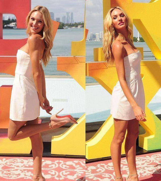 维密天使"糖糖"穿白色礼服好甜,白t恤牛仔裤减龄,露出蚂蚁腰_连衣裙