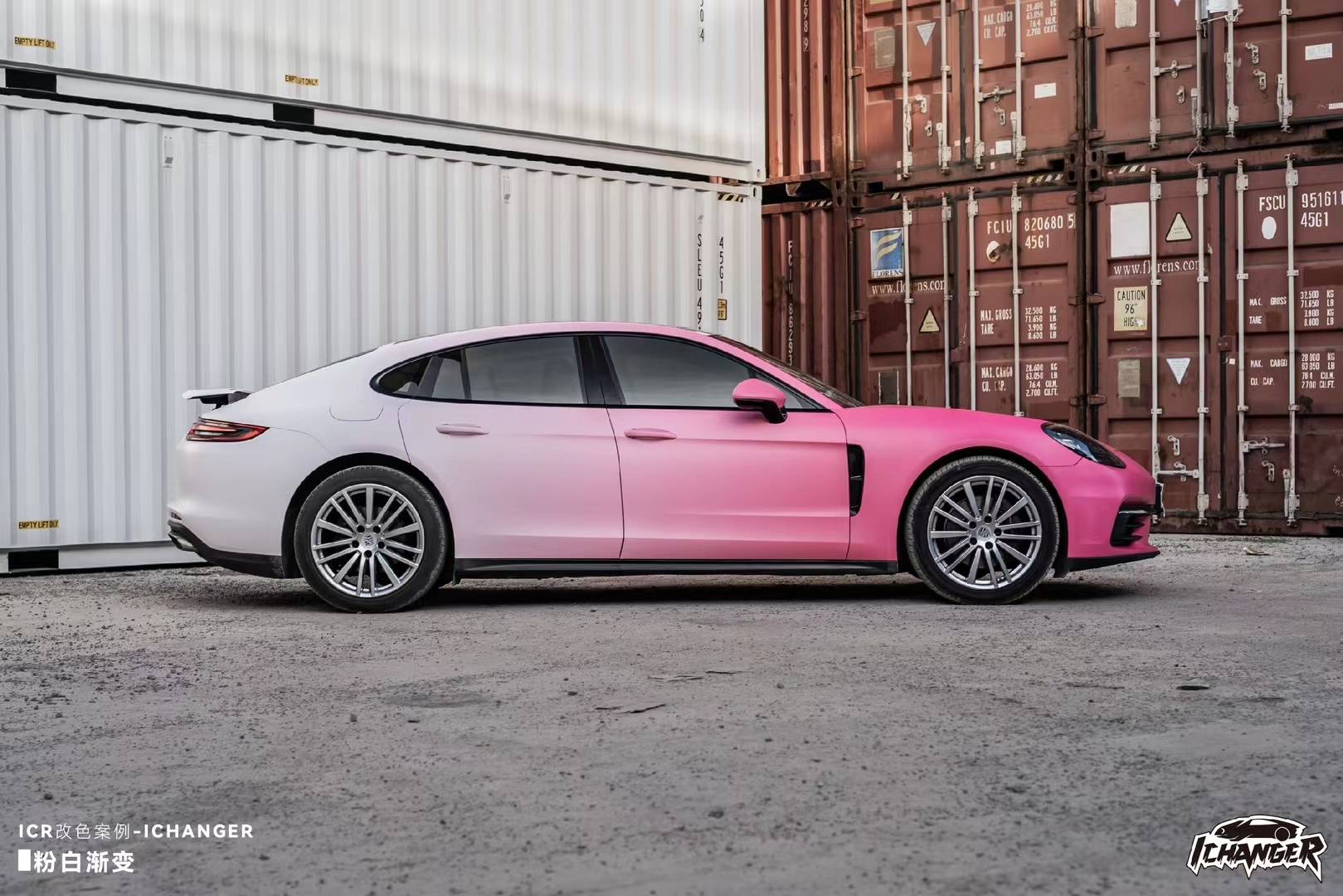 保时捷帕拉梅拉ichanger改色膜粉白渐变,搭配很高级_搜狐汽车_搜狐网