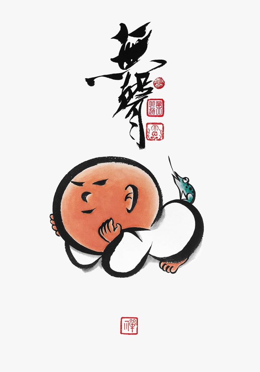 吴小赵:《禅一小和尚》系列作品_cm_尺寸_漫画