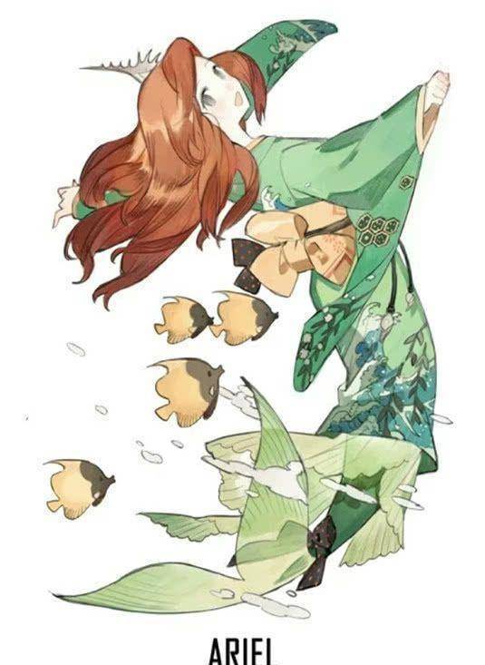 迪士尼公主最美"和风"装扮,艾莎高贵端庄,看到白雪感觉恋爱了_和服