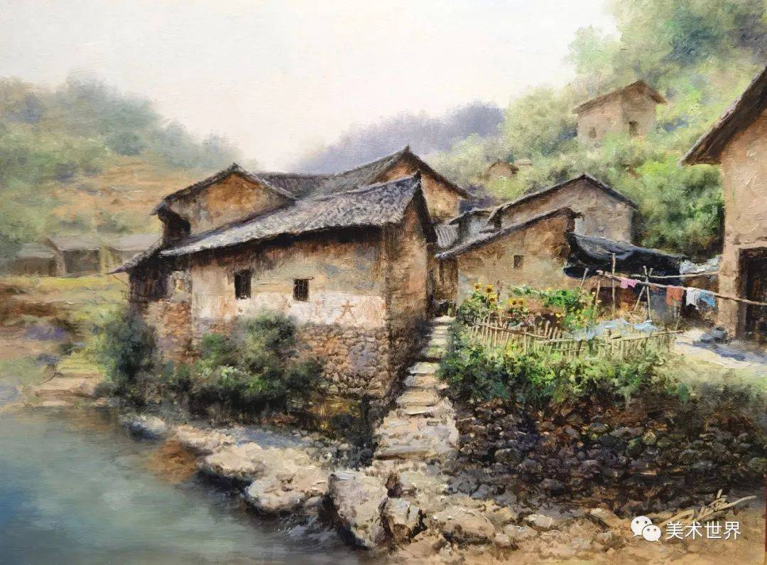 名称:《小山村》规格:28x38cm年代:2020年名称:《花香满径》规格:18x