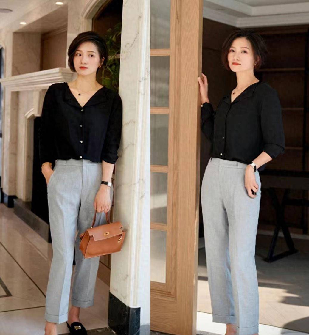 他们的工作风格很强,很容易搭配得体优雅的服装.1.衬衫简洁大方