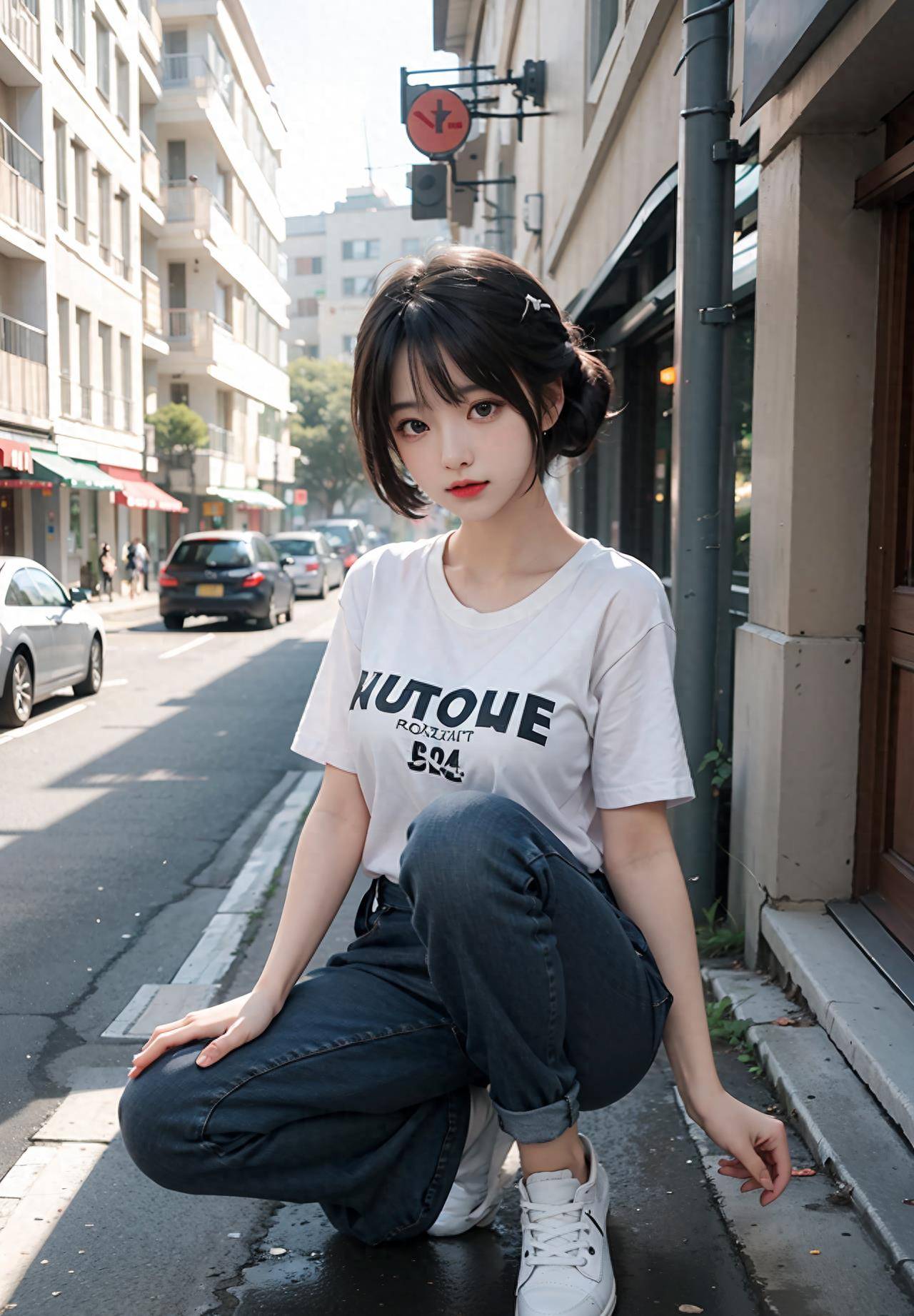 ai美女-短发女孩