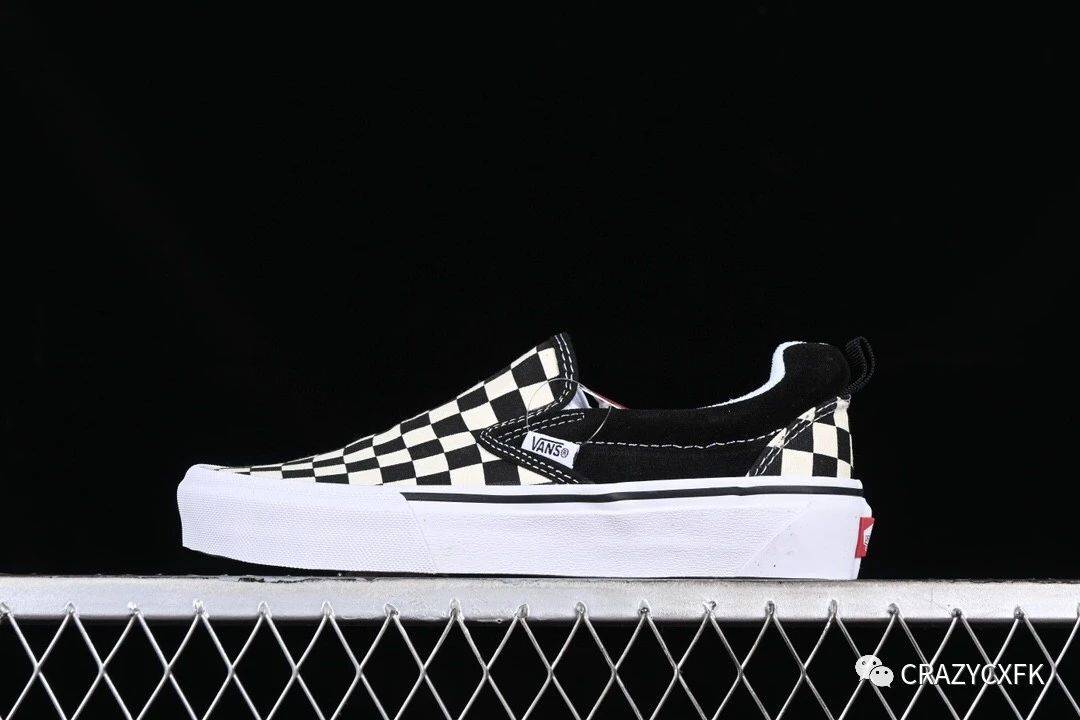 万斯vans knu slip-on 黑白棋盘格一脚蹬懒人套滑板鞋_skool_potato