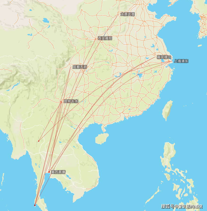 昆明飞机航线图图片