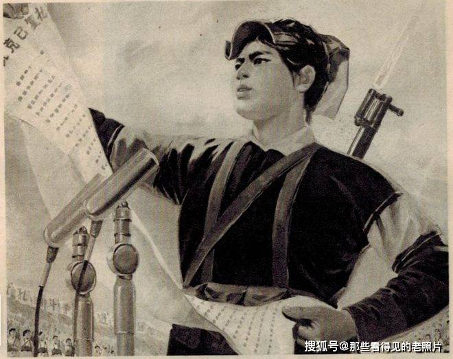 我们都是神枪手 老版宣传画里的女民兵_油画_局部_西沙