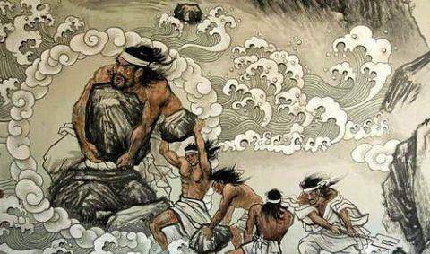 在来的路上天目山出现了水蛟,茹溪河洪水泛滥,为了带领部落泄洪,才