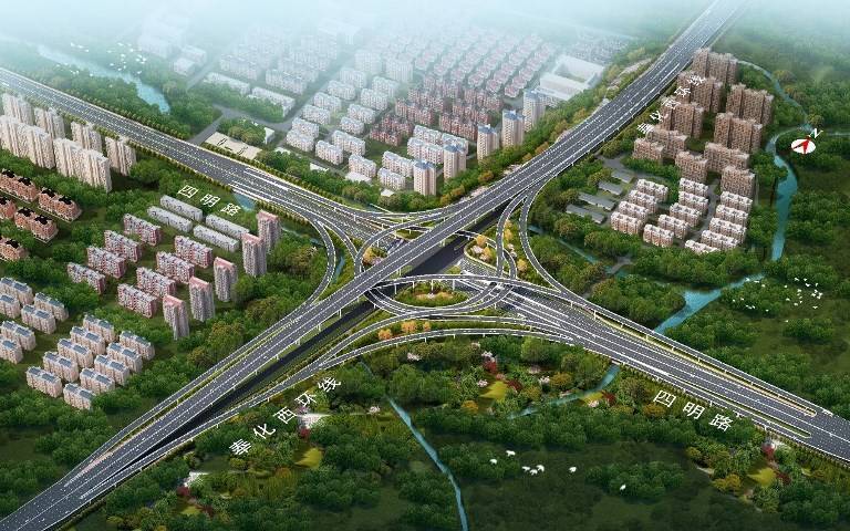 宁波奉化四明快速路对轨交9号线共线_路南_项目_公路