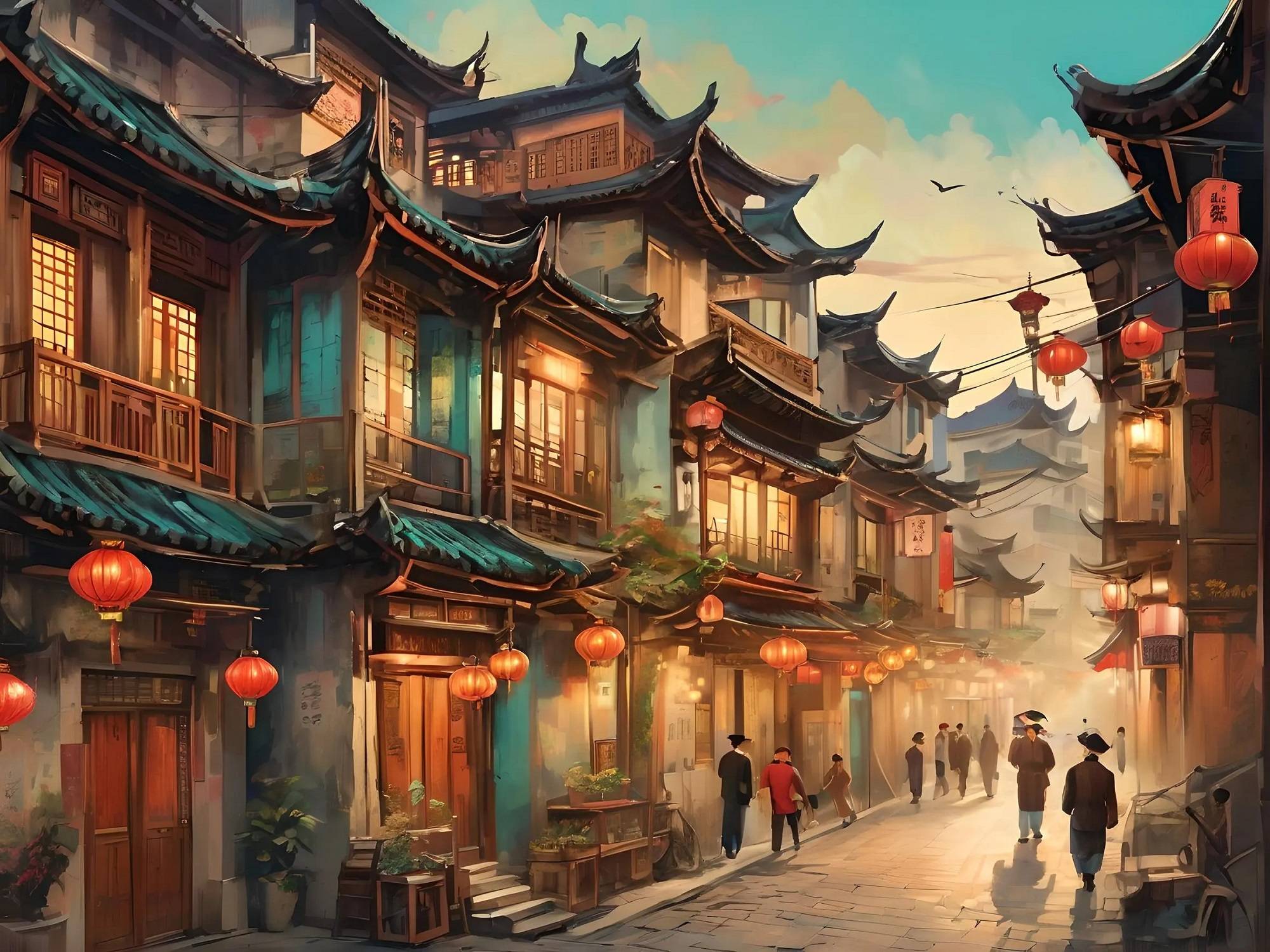 《梦回上海滩:ai绘画的时光画卷》_插画_怀旧_建筑
