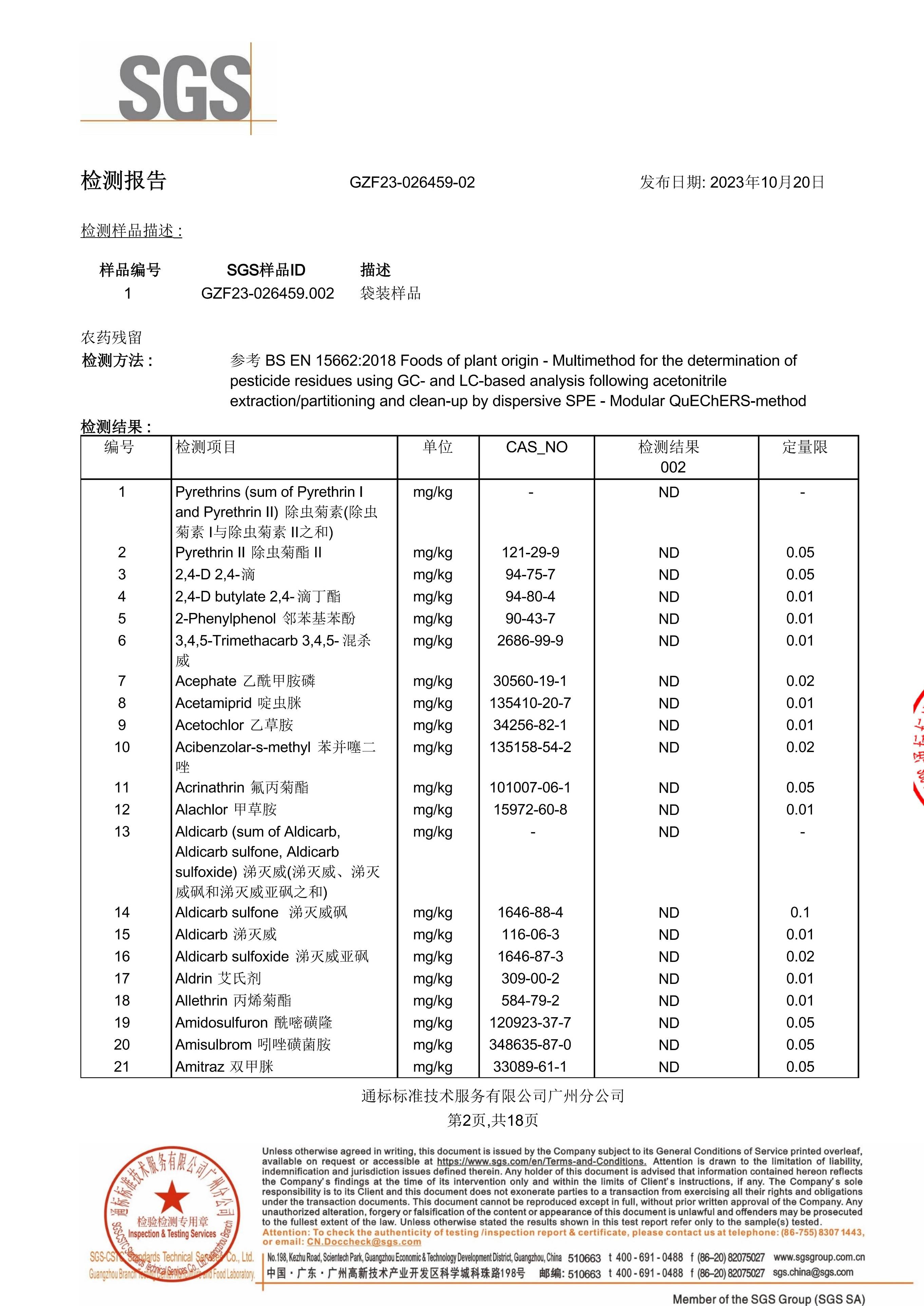 sgs检测报告食品图片