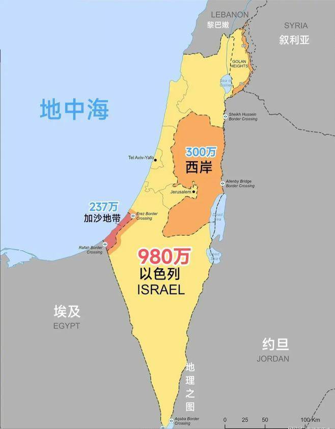 巴勒斯坦地区的人口分布然而,代表巴以双方的和解的拉宾和阿拉法特,在