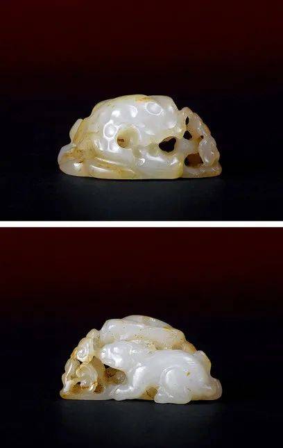 lot0495 辽金 白玉山石玉兔尺寸:高1.8cm;宽3.8cm;厚2.