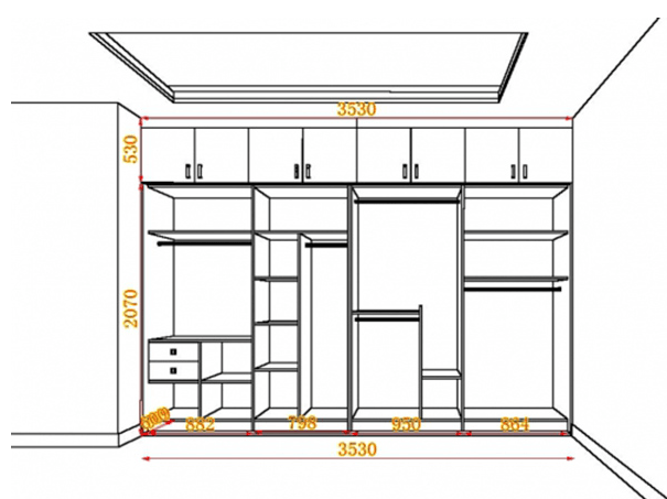 衣柜的长宽高示意图图片