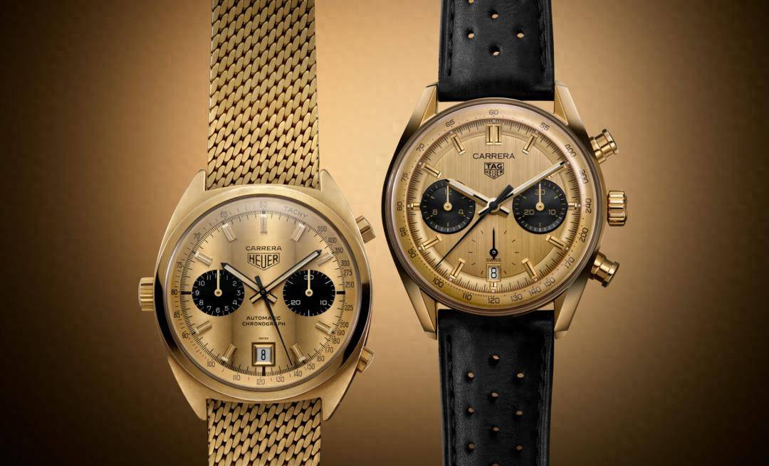 金色泰格豪雅卡莱拉熊猫眼计时码表_carrera_表盘_手表