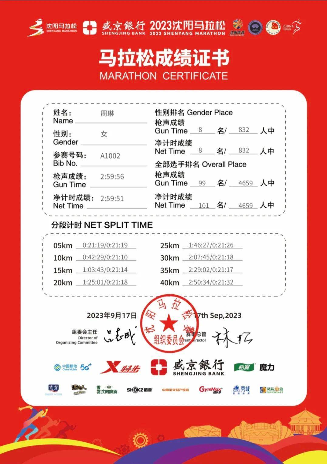 3.0升级版周琳不辱官兔使命_马拉松_女子_成绩