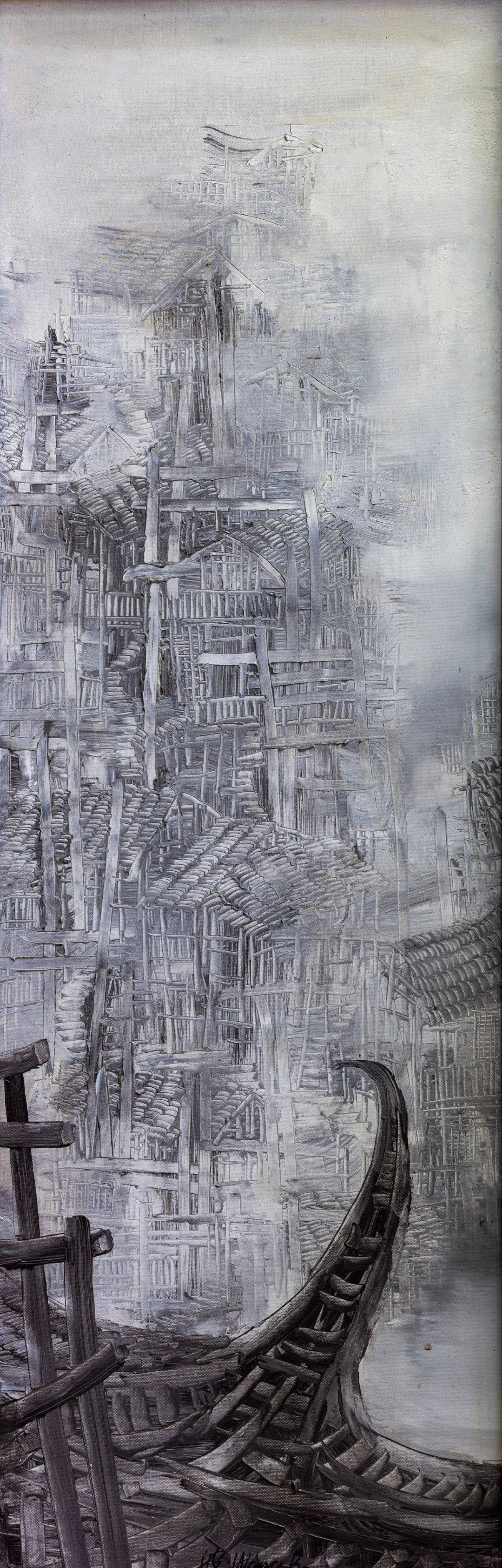 王波 吊脚楼系列油画作品欣赏