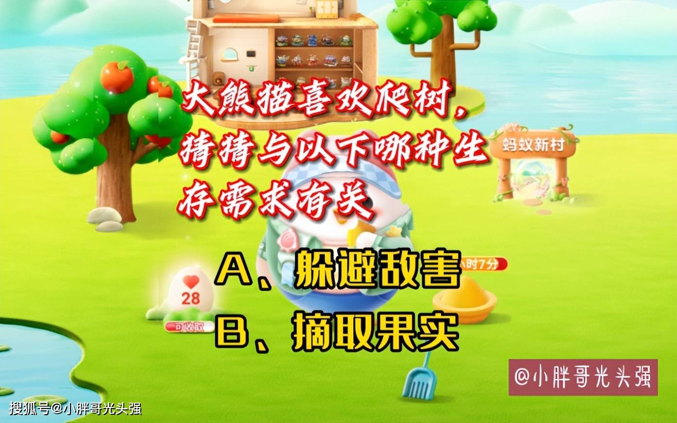 大熊猫喜欢爬树,猜猜与哪种生存需求有关?